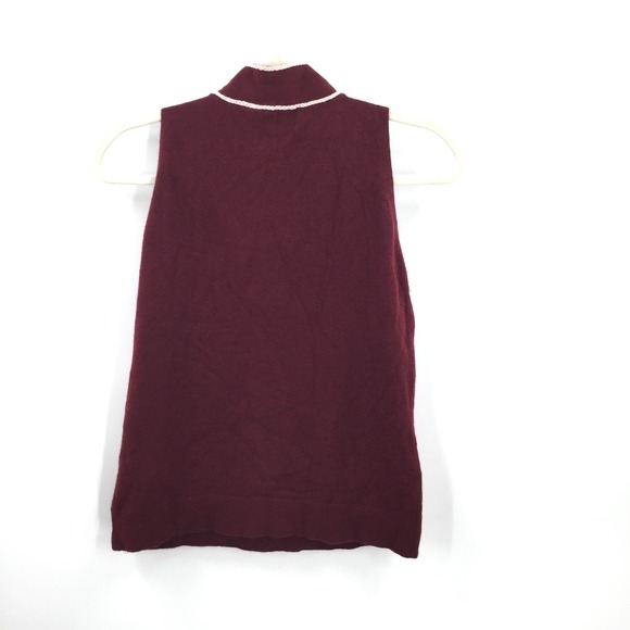 HWR Anthropologie cashmere angora tie neck top retro twee sophisticated maroon L - Picture 6 of 8